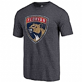 Men's Florida Panthers Distressed Team Primary Logo Tri Blend T-Shirt Navy FengYun,baseball caps,new era cap wholesale,wholesale hats